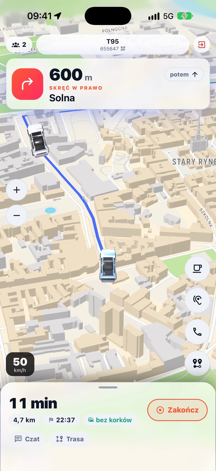 Ekran kolegi: Twoje auto przed nim